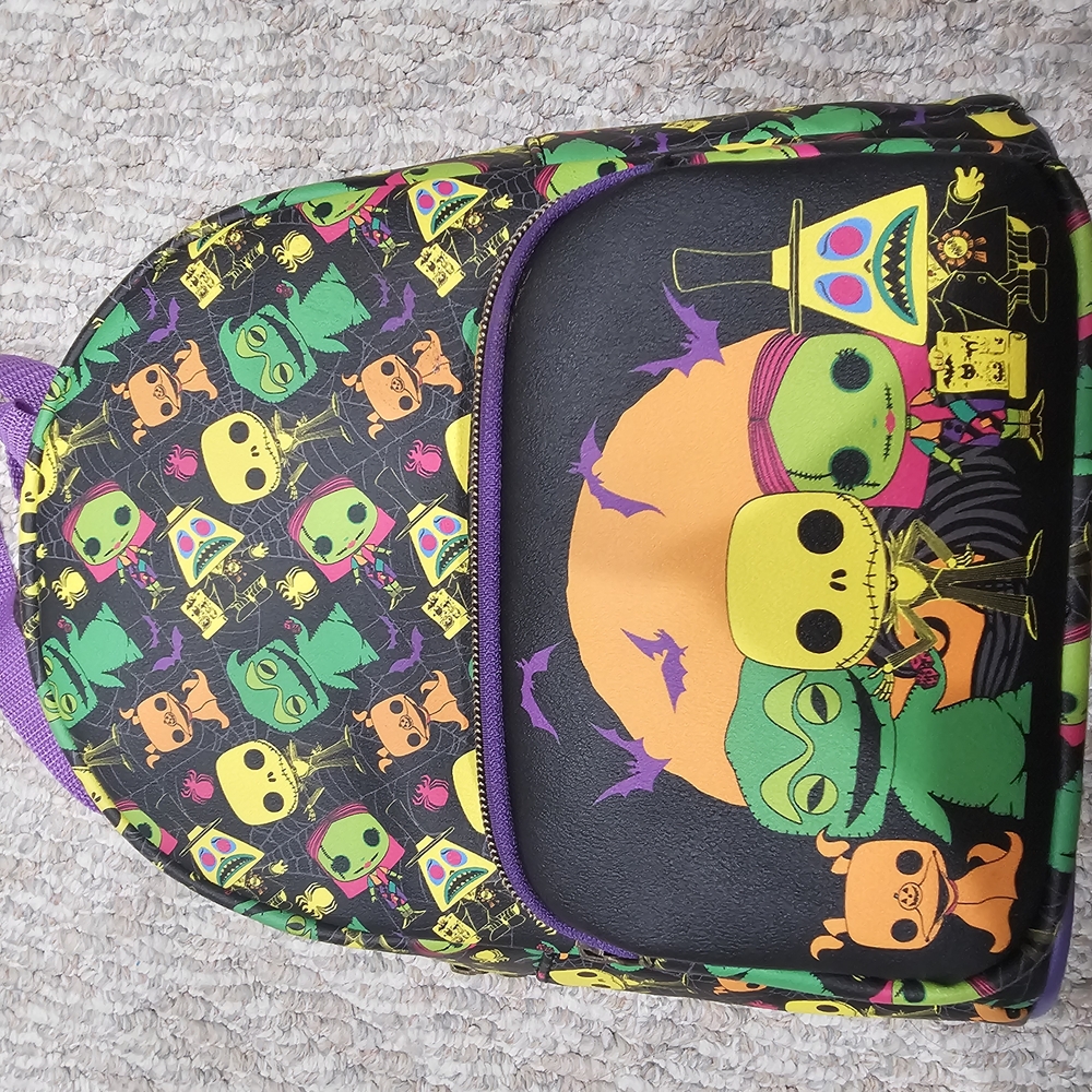 Loungefly Black and Green Skull Pattern Bag
